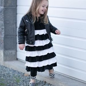 Hanna Andersson Velour Ruffled Long Sleeve Dress